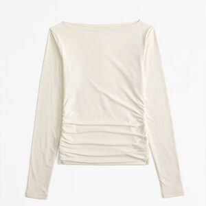 Abercrombie & Fitch Cream and Brown Long Sleeve Top